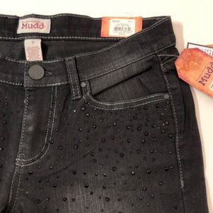 Mudd Juniors Skinny black rhinestone studded jeans